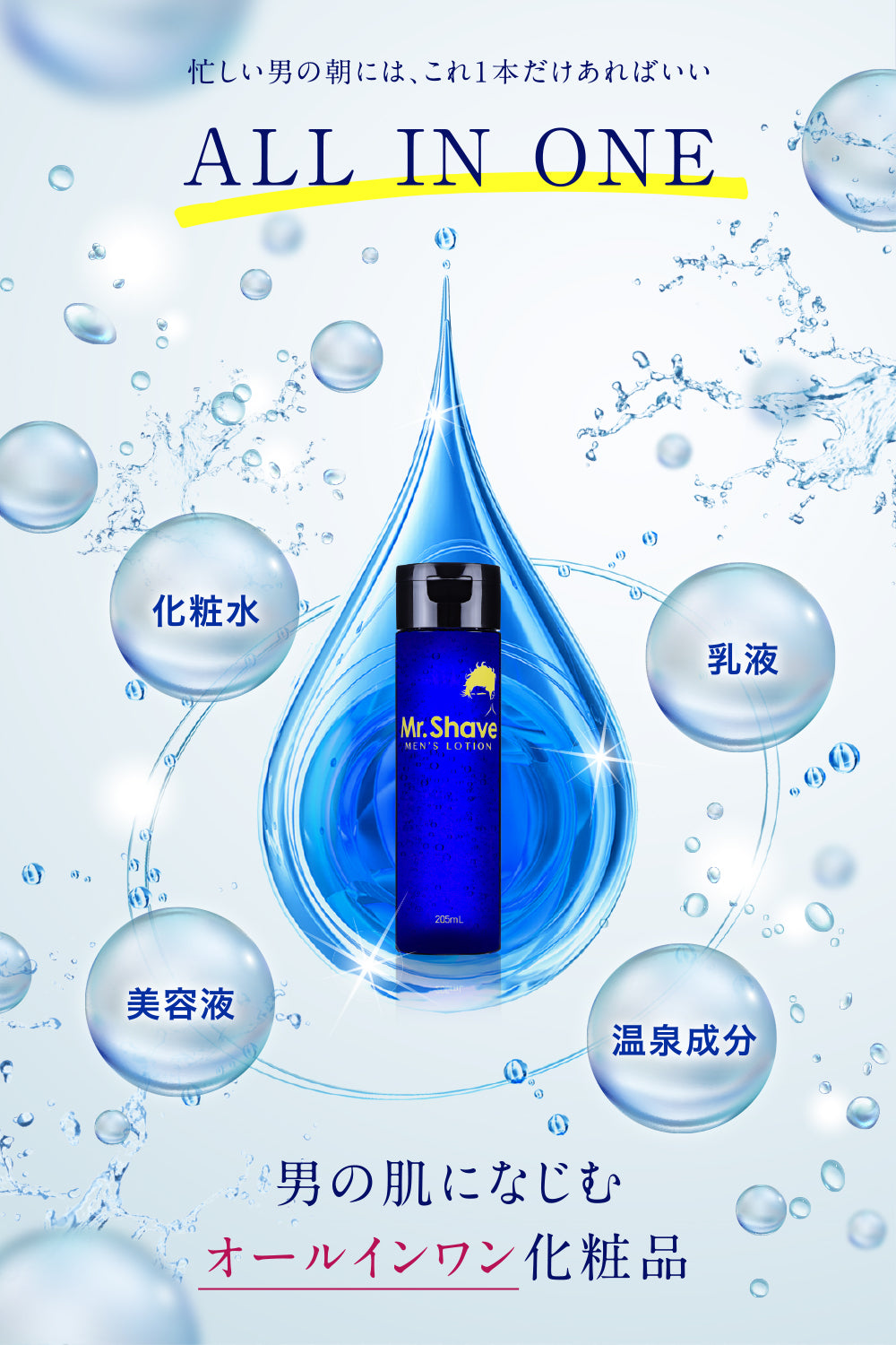 アフターシェーブローション 青ヒゲ対策 化粧水 メンズ 全身 オールインワン Mr.Shave 205ml